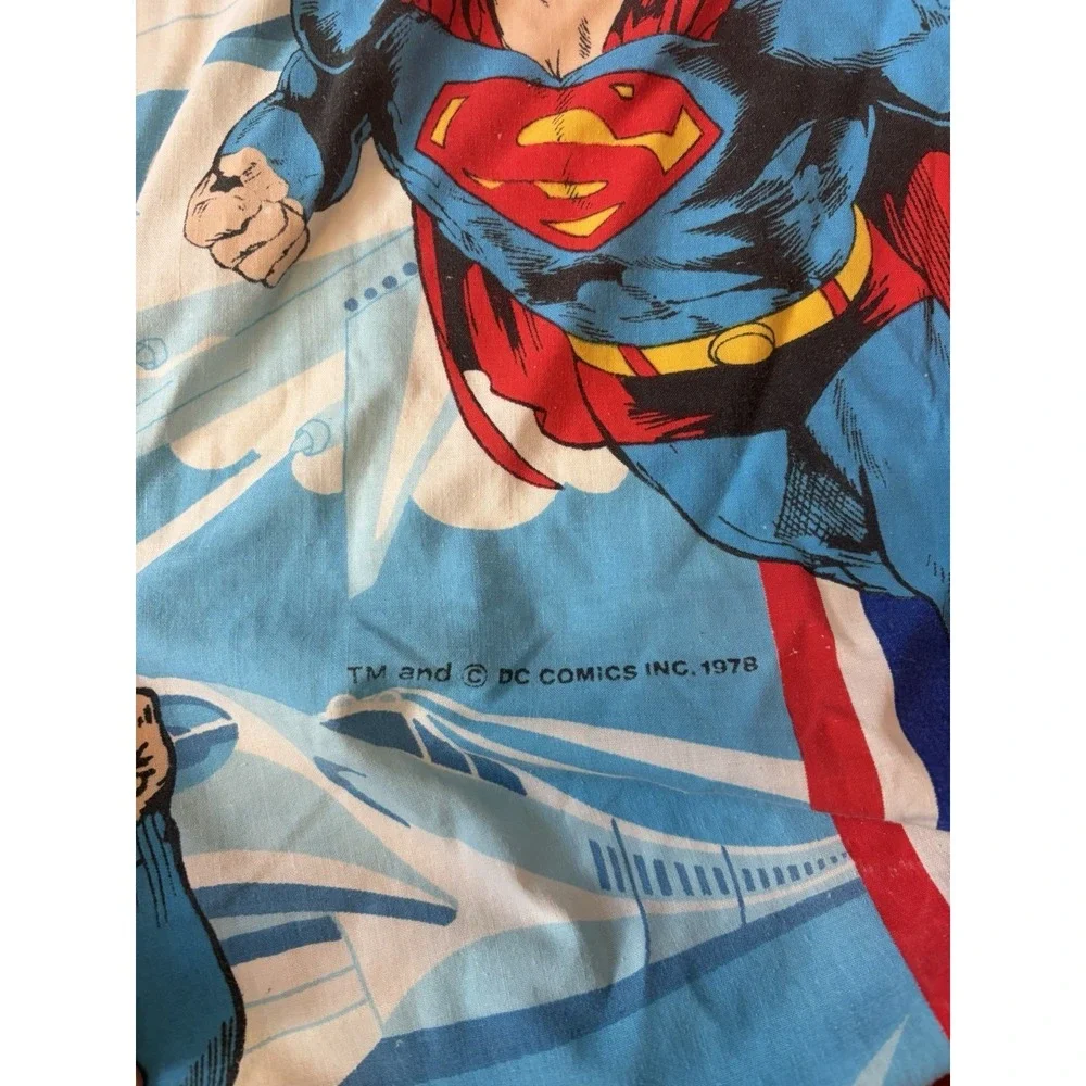 Vintage Superman DC Comics 1978 Fitted Flat Pillowcase Twin Bed Sheet Set Of 6